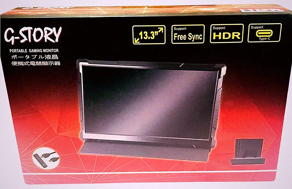 G-STORY 13.3" Portable Gaming Monitor GS133QR FHD HDMI USB-C IPS Travel Screen