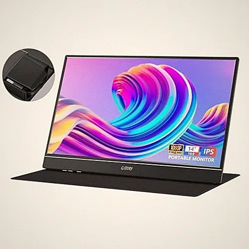 G-STORY Portable Monitor 14" FHD 1080P IPS USB-C,USB-A Laptop Monitor GS140H0