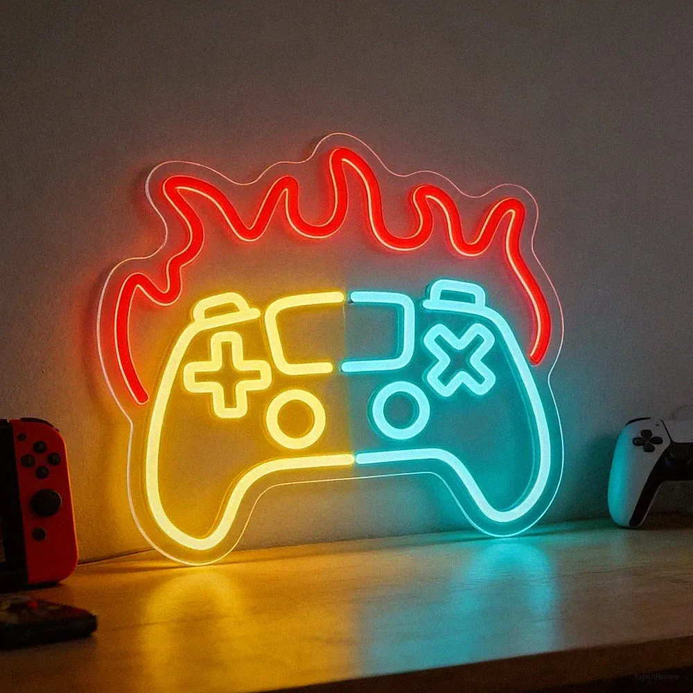Game Controller LED Neon Sign Dimmable USB Wall Light for Gaming Room Teen
