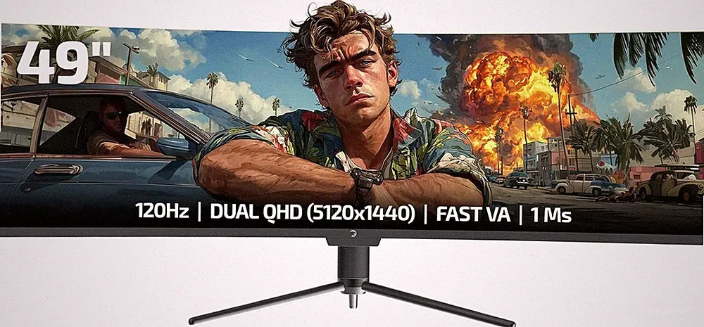 GAMEPOWER DQ49 inch Curved Ultrawide Gaming Monitor, 1Ms, 120Hz Refresh Rate, 5K