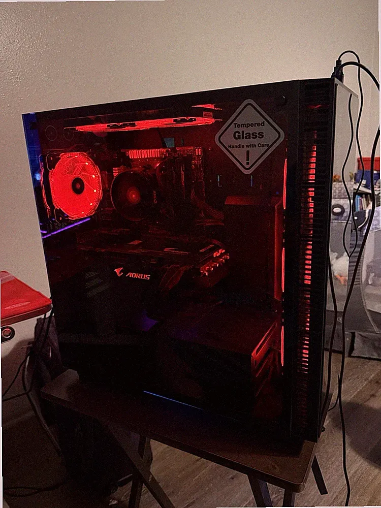 Gaming Desktop Tower with RGB Lighting, AORUS GPU and 1080p monitor