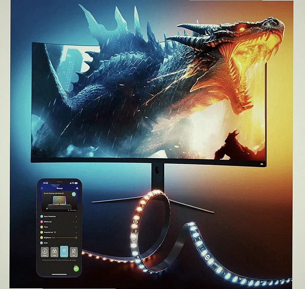 Gaming Light for Monitor G1 RGBIC LED Backlight for 27-34 Inch PC Smart LED L...