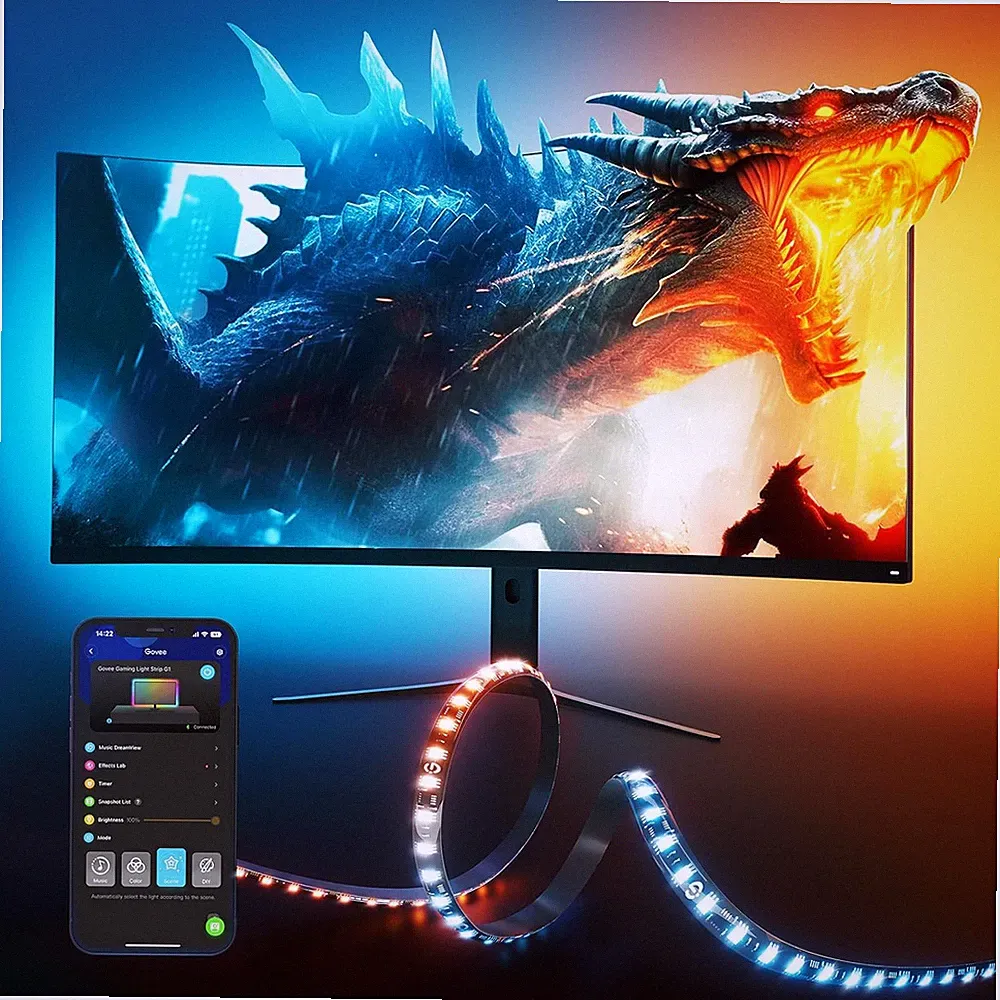 Gaming Light for Monitor G1, RGBIC LED Backlight for 27-34 Inch PC, Smart LED Li