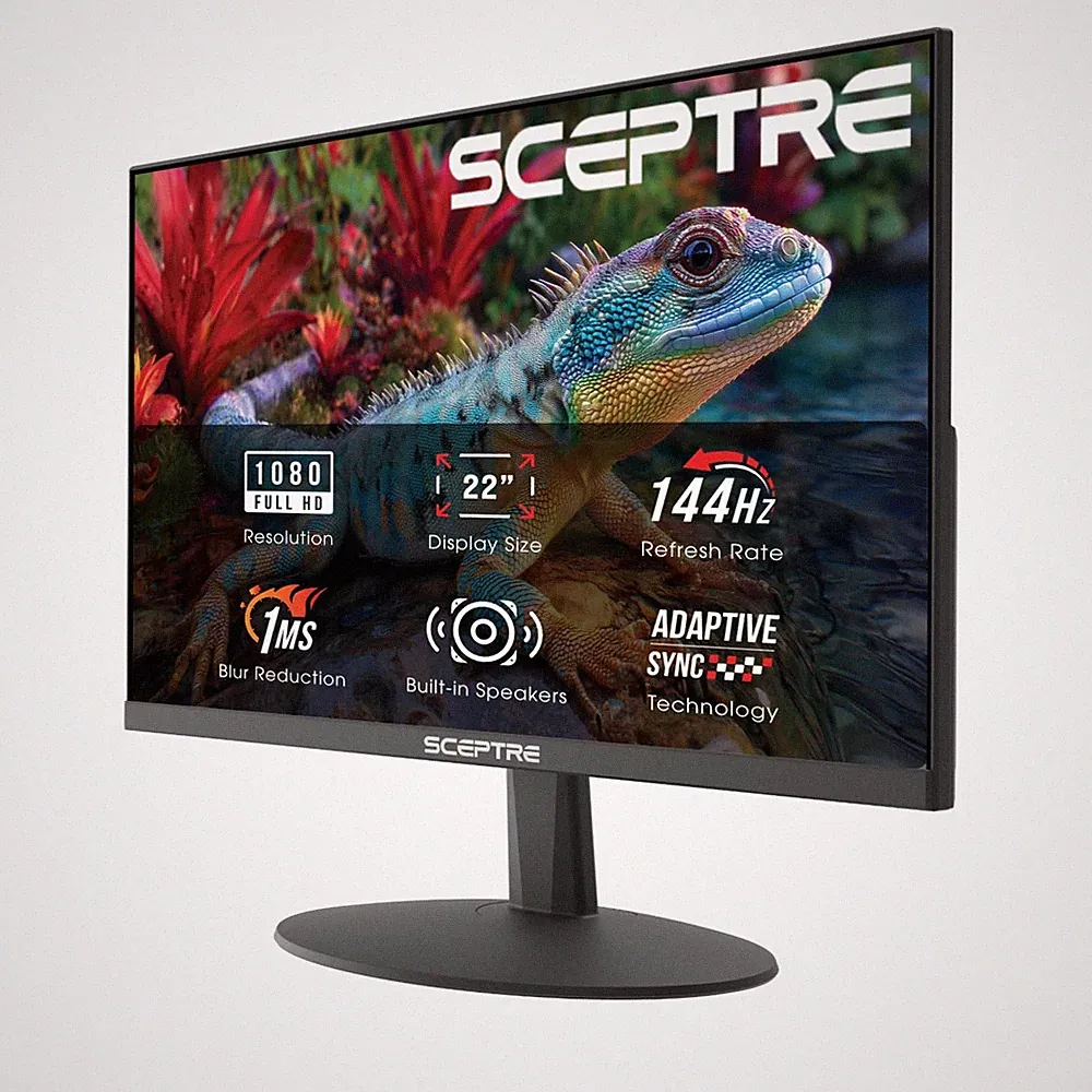 Gaming Monitor 22 Inch FHD 1080p 144Hz HDMI DisplayPort Sceptre E225W-FW144 2026