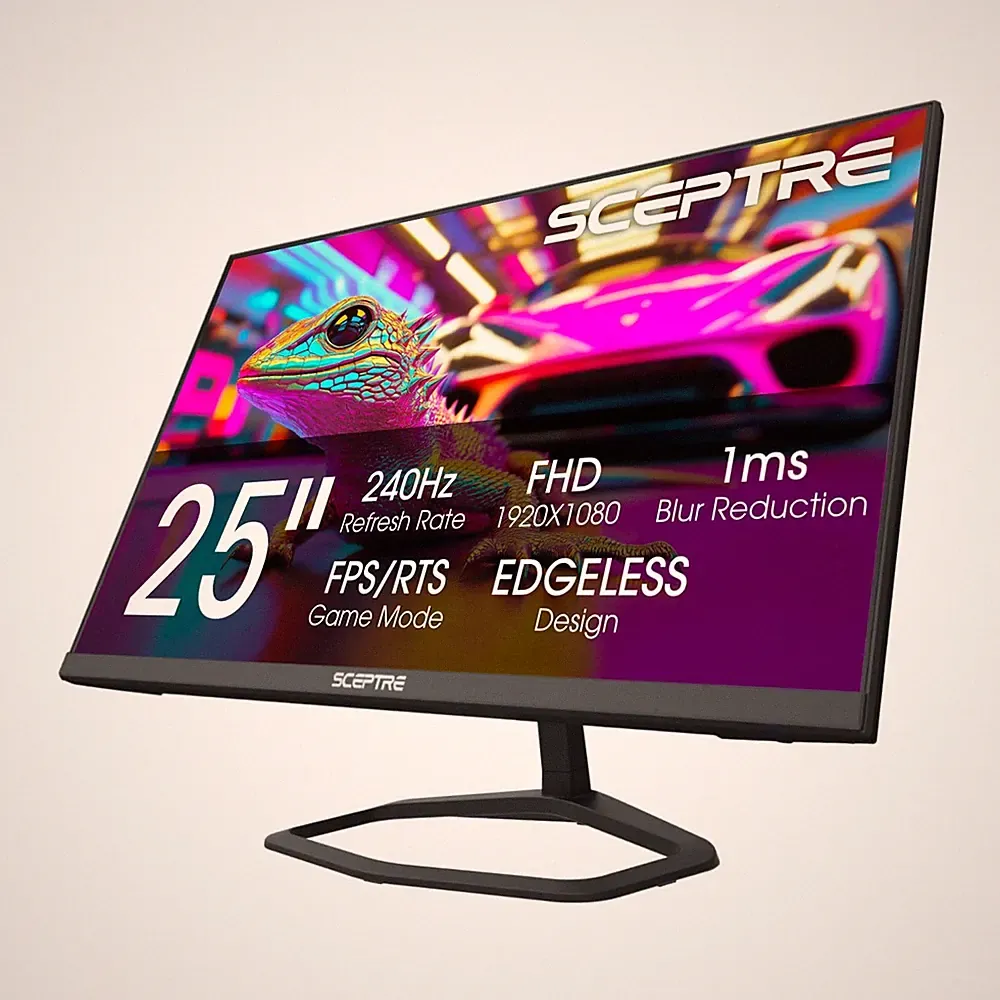 Gaming Monitor 24.5 240Hz 1ms DisplayPort HDMI FreeSync Sceptre E255B-FWD240