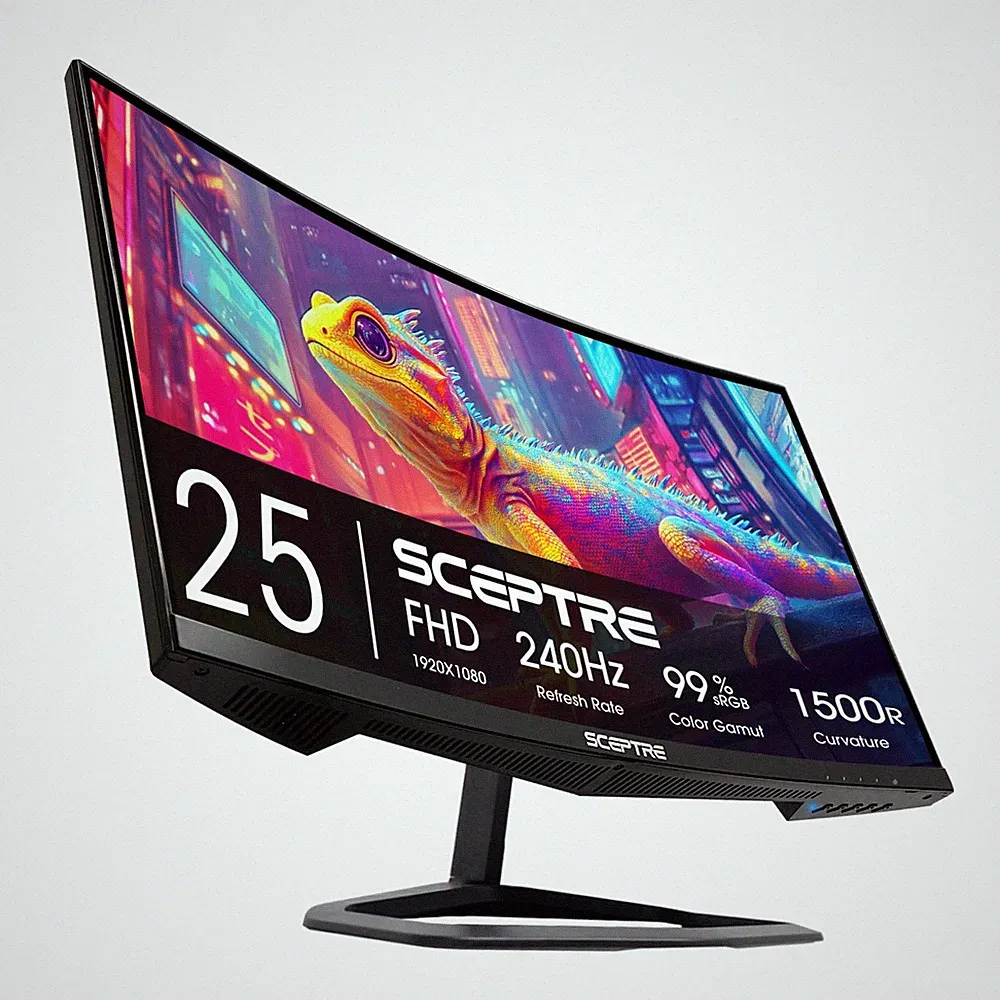 Gaming Monitor 24.5 Curved 240Hz 1080p 1ms DisplayPort HDMI Sceptre R1500 Prime