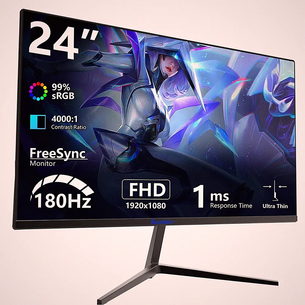 Gaming Monitor 24 Inch 1920x1080 180Hz VA Panel HDR10 FreeSync Sealan Full sRGB