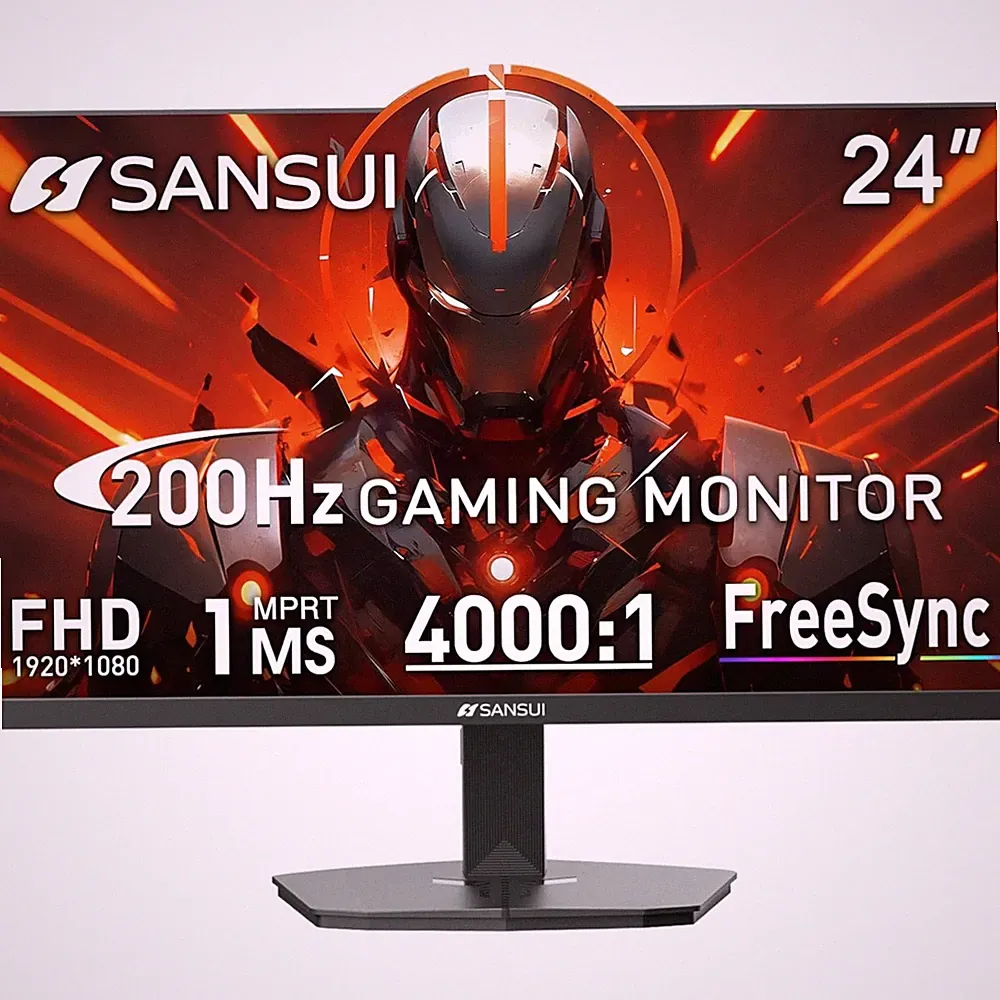 Gaming Monitor 24 Inch FHD 1080P 200Hz 1ms IPS FreeSync VESA HDMI Cable