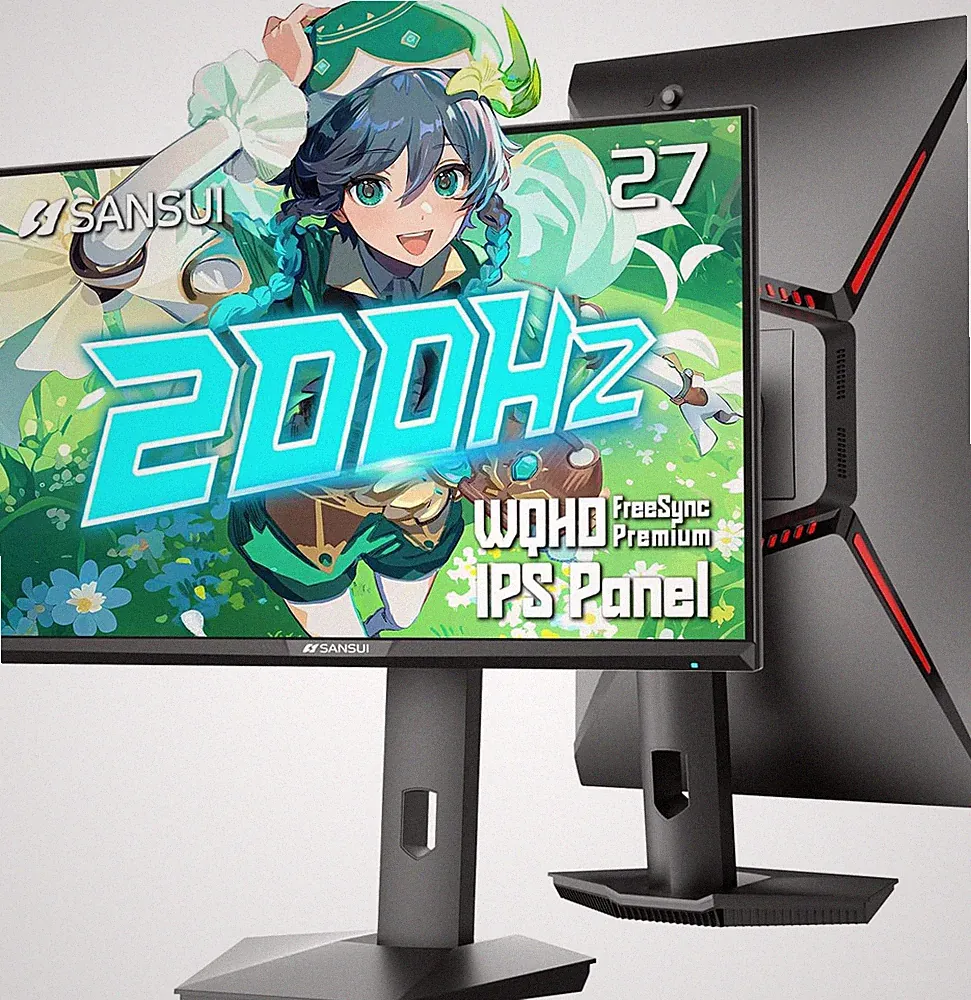 Gaming Monitor 27" 1440P 200Hz 180Hz WQHD 2560×1440-AMD Freesync 1Ms DCI-P3 95%