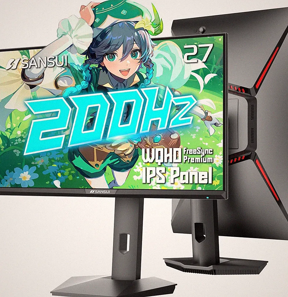 Gaming Monitor 27" 1440P 200Hz 180Hz WQHD 2560×1440-AMD Freesync 1Ms DCI-P3 95%
