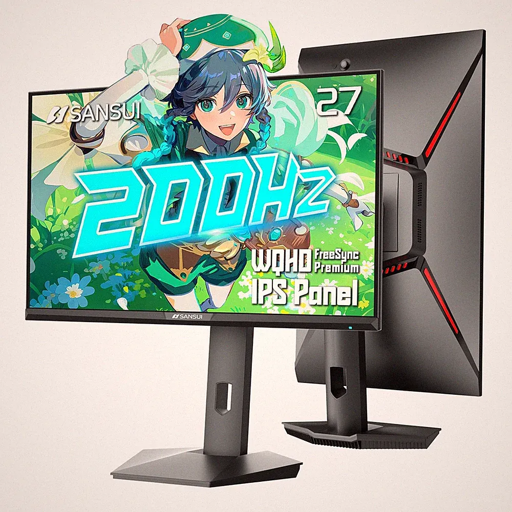 Gaming Monitor 27 1440P 200Hz WQHD Height Adjustable SANSUI 1440-AMD DCI-P3 2560