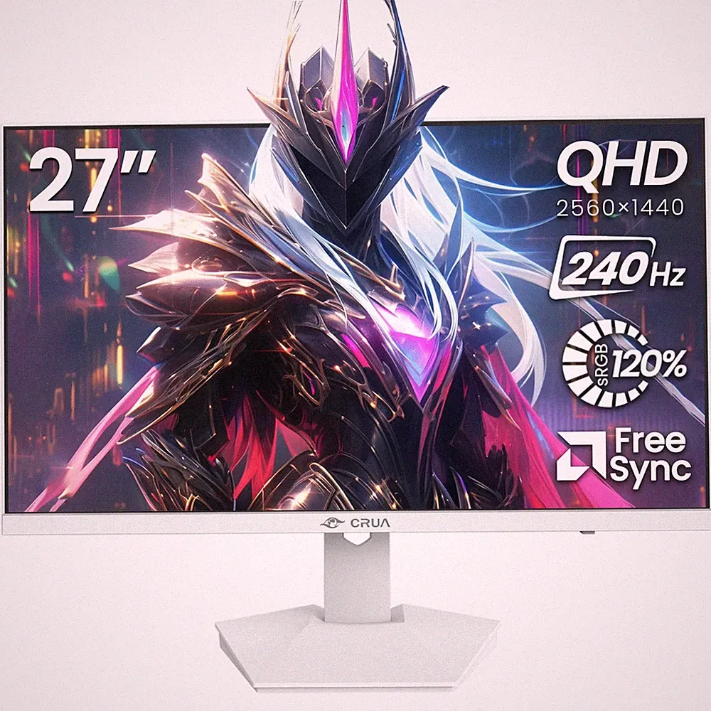 Gaming Monitor 27 2560x1440 QHD 240Hz IPS White CRUA CR270I Display FreeSync LED