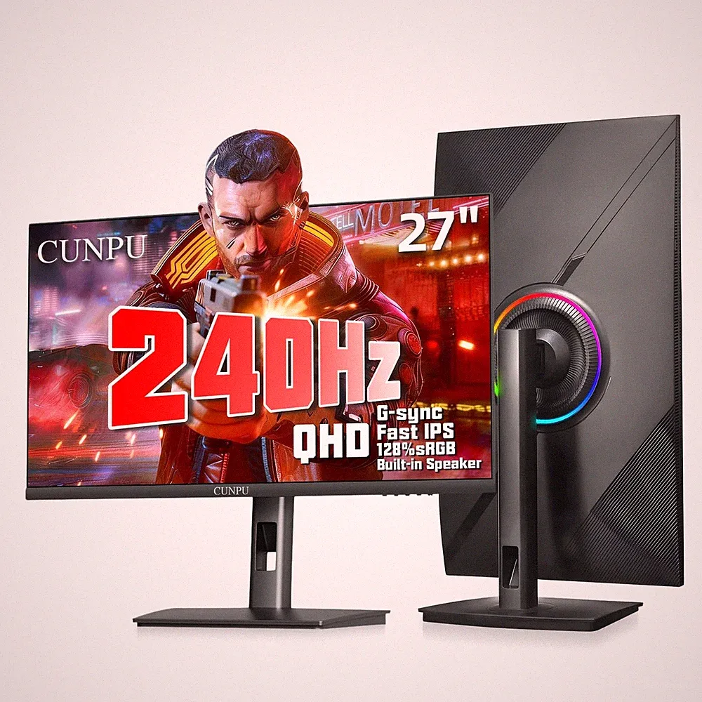 Gaming Monitor 27 Inch 1440P 240Hz IPS 1ms QHD G Sync FreeSync CUNPU Fast Gamer