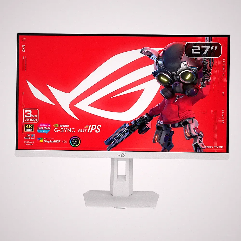 Gaming Monitor 27 Inch 4K 162Hz USB C G SYNC White ASUS ROG XG27UCGR-W