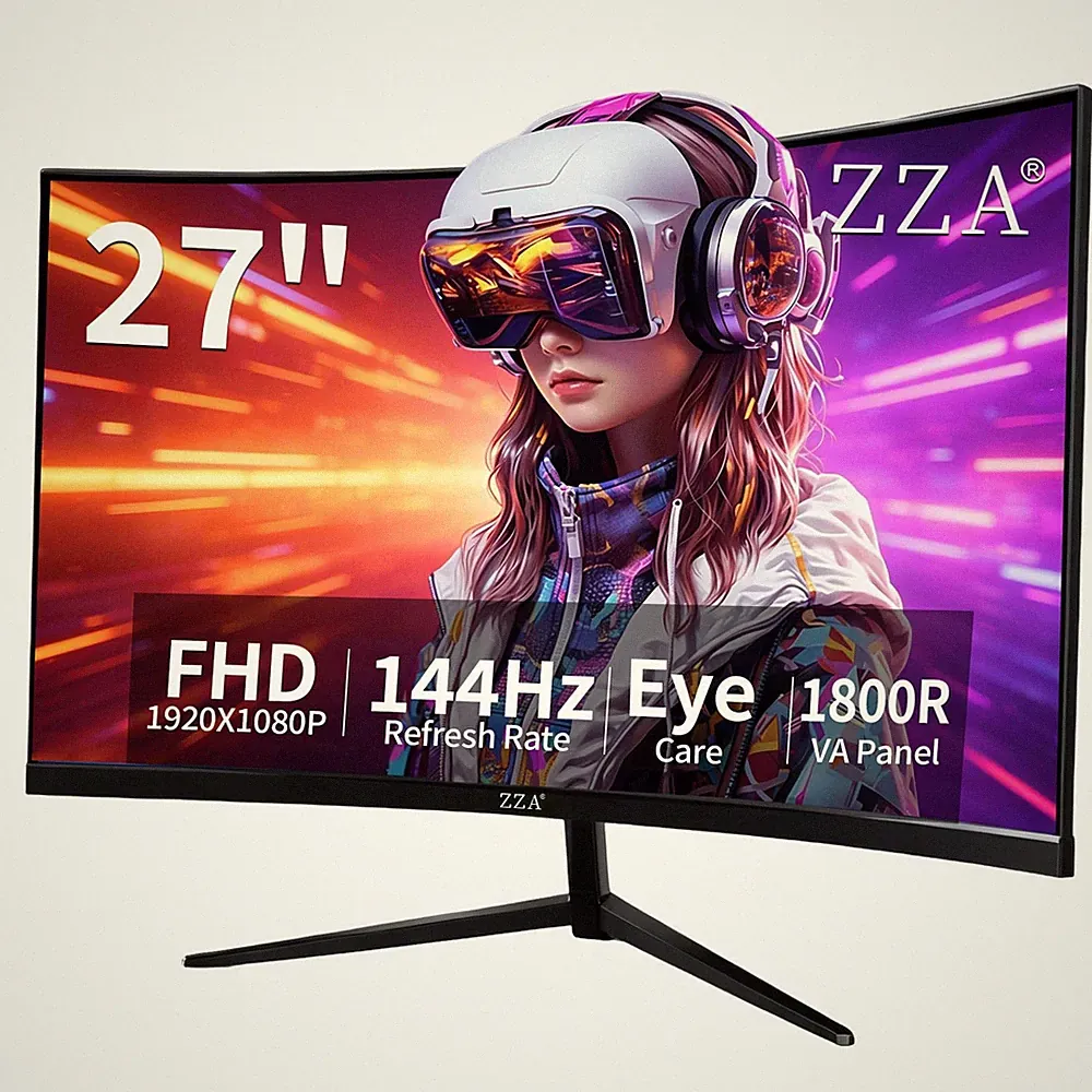 Gaming Monitor 27 Inch Curved 144Hz 1080P FHD HDMI Tilt Black Z27B Adjustable