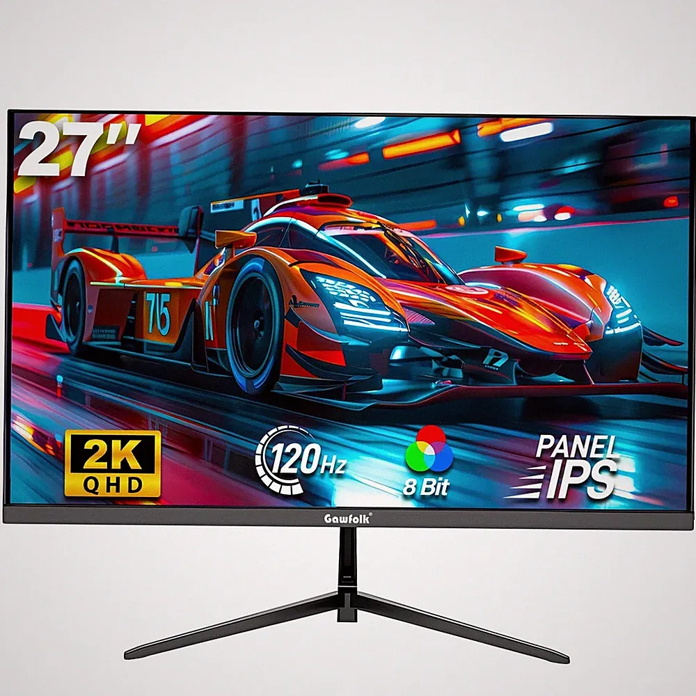 Gaming Monitor 27 Inch QHD IPS 120Hz 2560x1440 DP HDMI Gawfolk Screen 1440P Zero