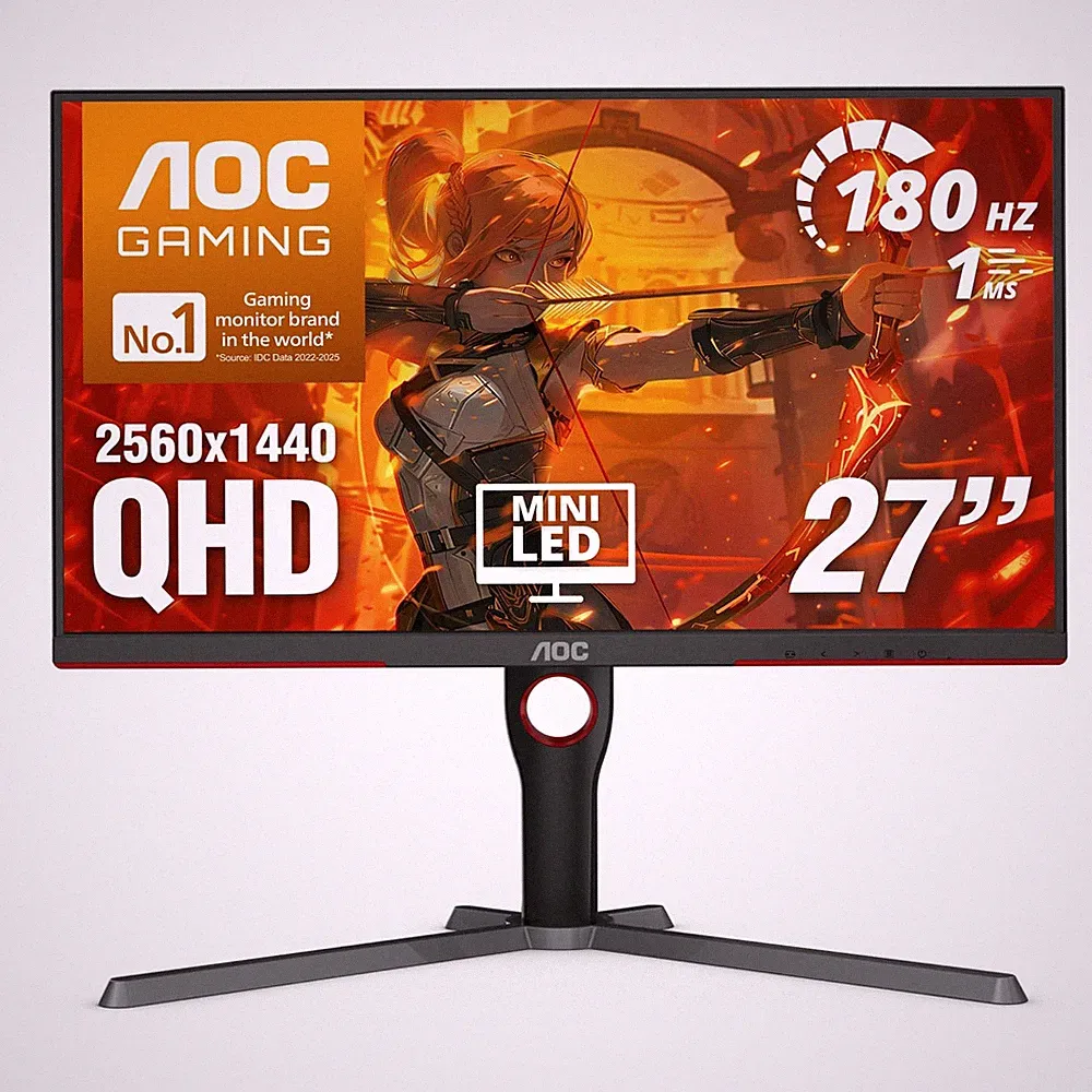 Gaming Monitor 27 QHD 180Hz Mini LED HDR1000 Black AOC Q27G3XMN Inch