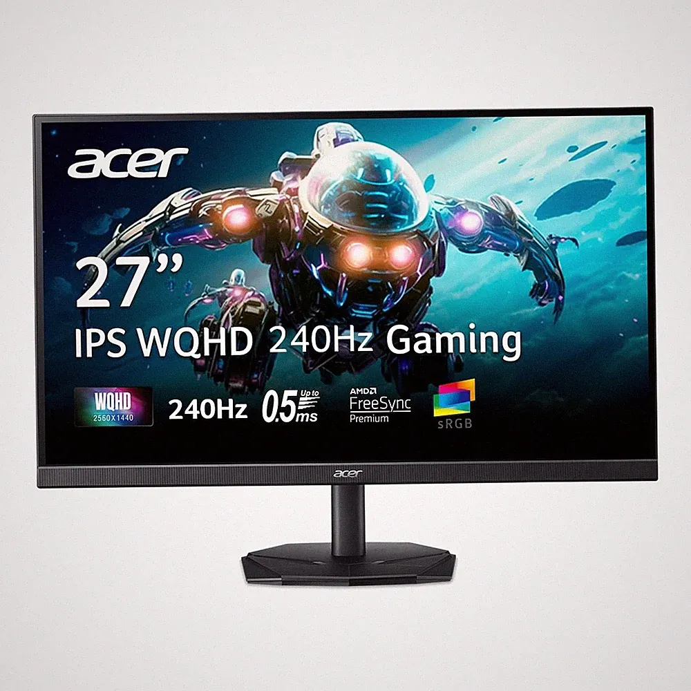 Gaming Monitor 27in QHD 2560x1440 240Hz IPS Black Acer Nitro KG271U W3bmiipx