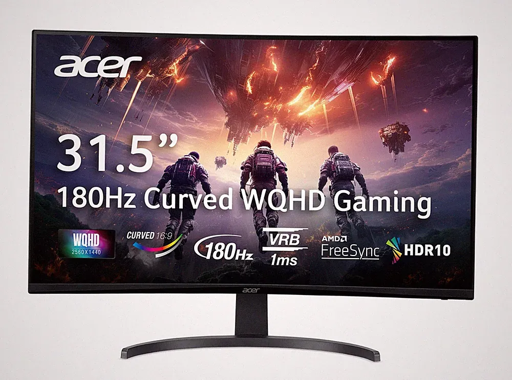Gaming Monitor 31.5 WQHD 2560x1440 Curved 180Hz 1ms Acer Nitro EDA323QU Inch LED