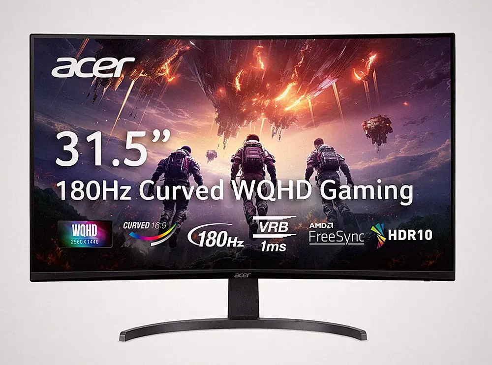Gaming Monitor 31.5in QHD 2560x1440 180Hz Curved Acer Nitro EDA323QU LED