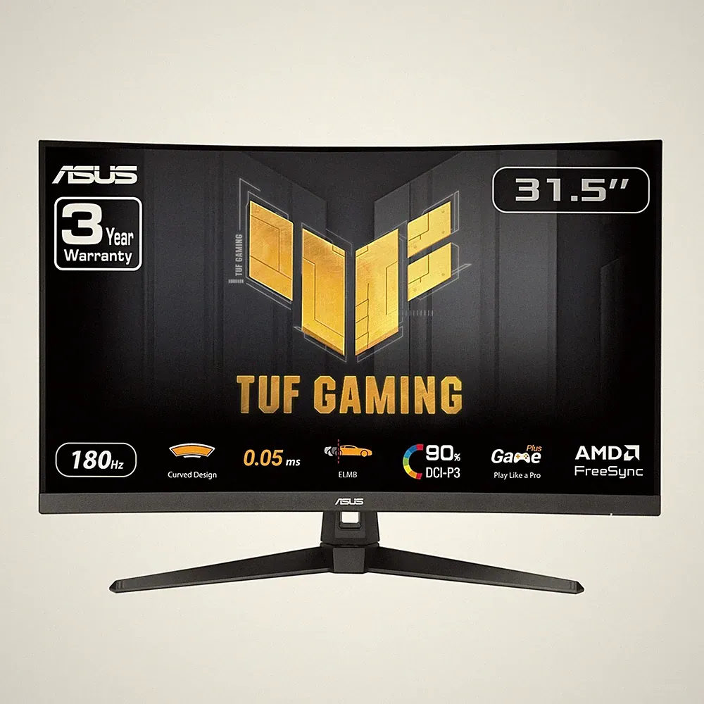 Gaming Monitor 32 Inch 1440p 180Hz HDR Curved ASUS TUF VG32WQ3B computer desktop