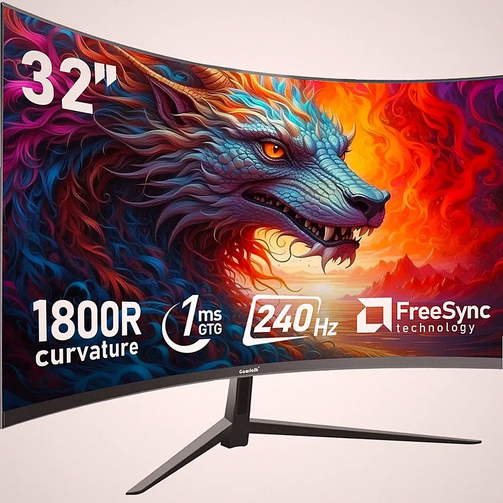 Gaming Monitor 32 Inch 240Hz Curved - PC Full HD 1080P Frameless Black