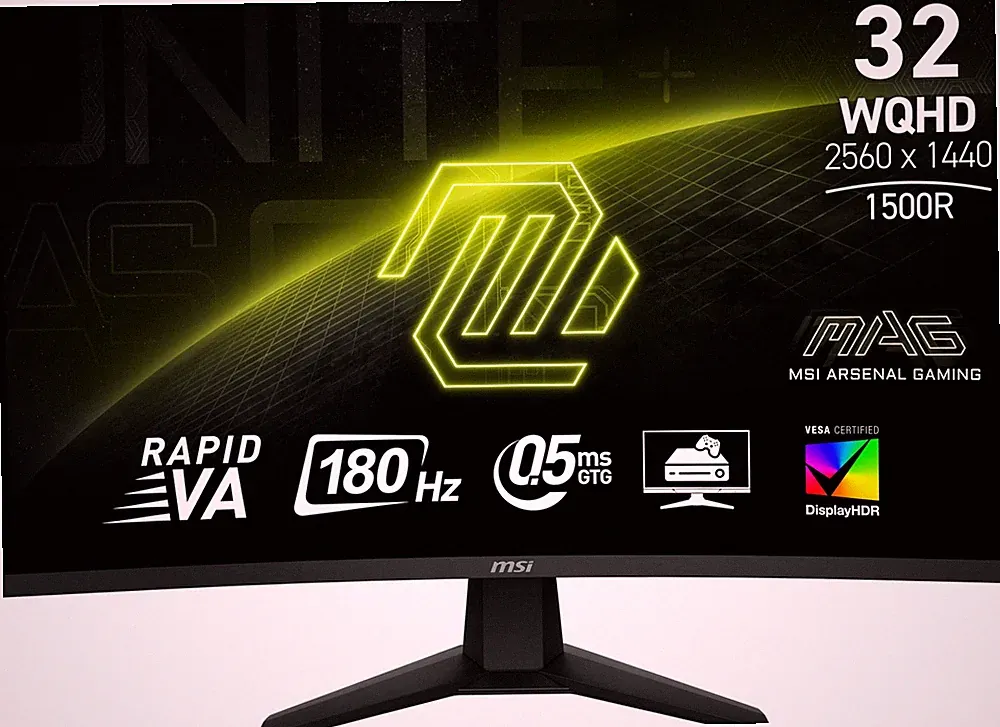 Gaming Monitor 32 Inch 2560x1440 180Hz FreeSync MAG 32CQ6F Black Adjustable