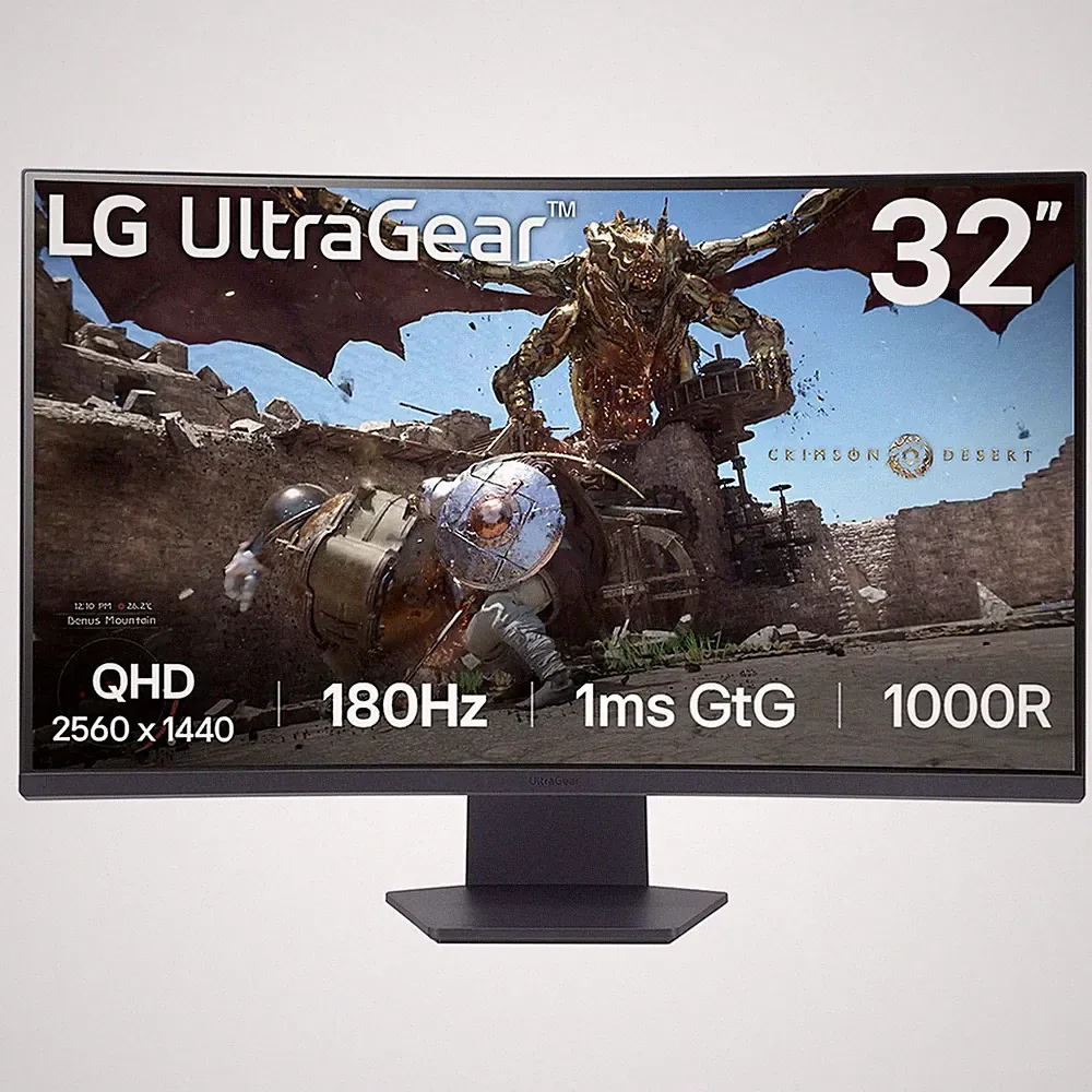 Gaming Monitor 32 Inch Curved QHD 2560x1440 180Hz 1ms LG UltraGear 32GS60QC-B