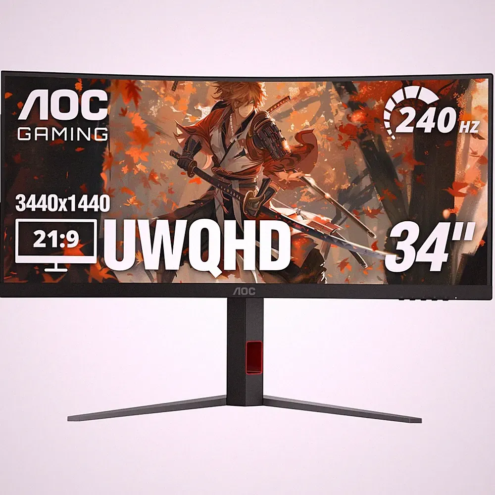 Gaming Monitor 34 Curved UWQHD 3440x1440 240Hz 0.3ms AOC CU34G4Z Adjustable