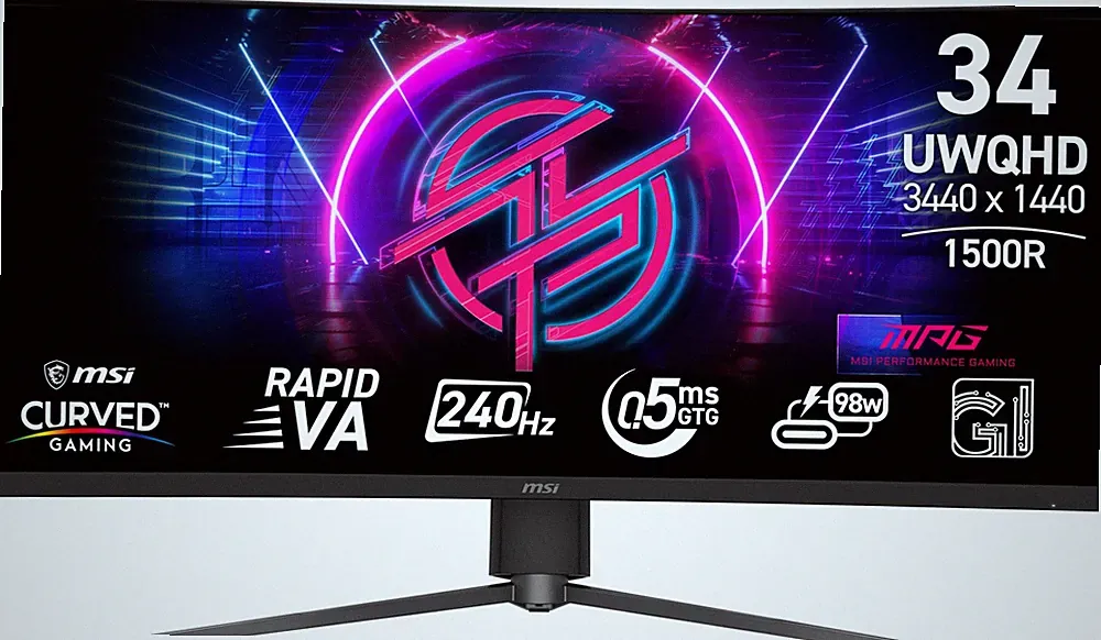 Gaming Monitor 34 inch 3440x1440 240Hz AMD Sync HDR MPG 346CQRF Black