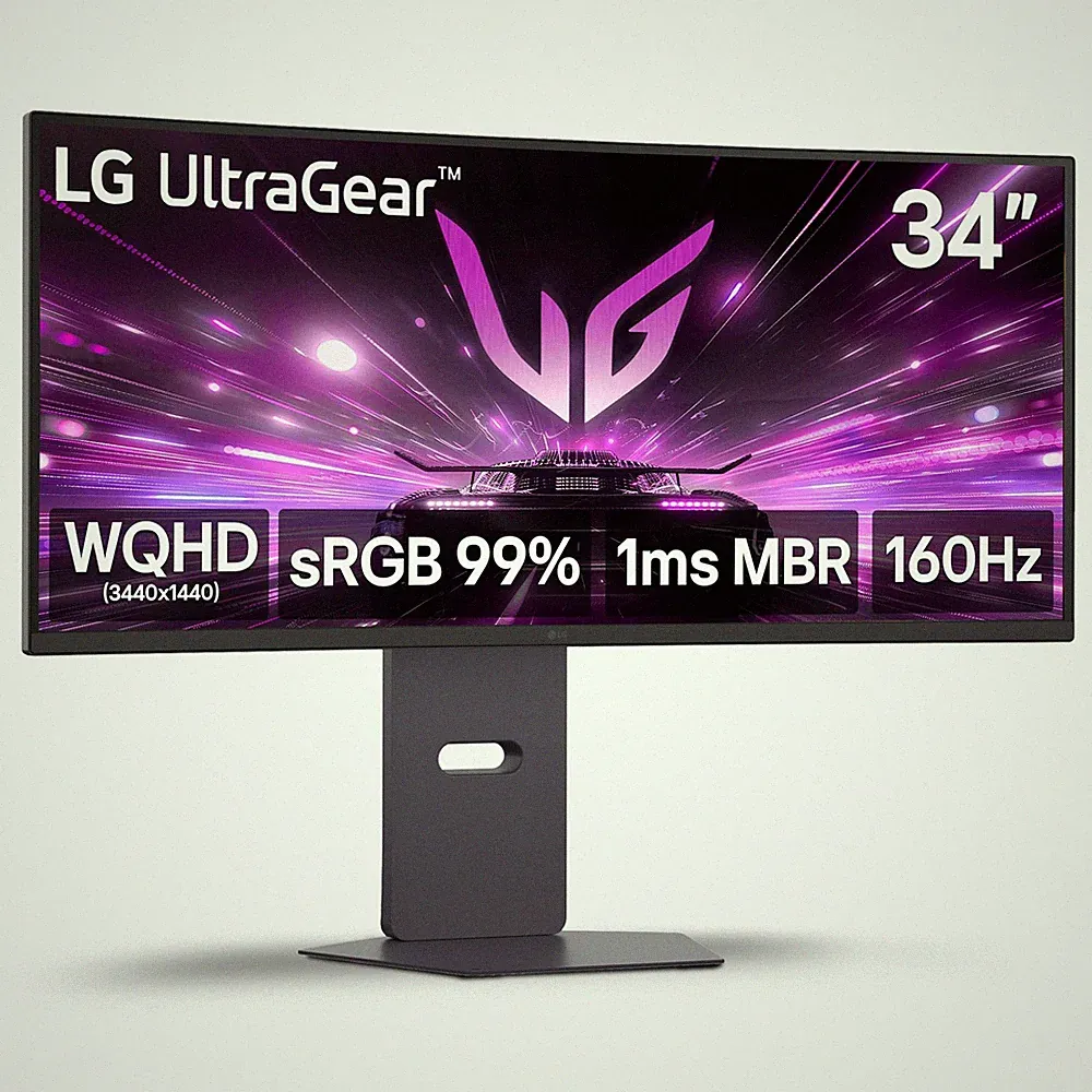 Gaming Monitor 34 Inch Curved WQHD 3440x1440 160Hz FreeSync LG 34G600A-B