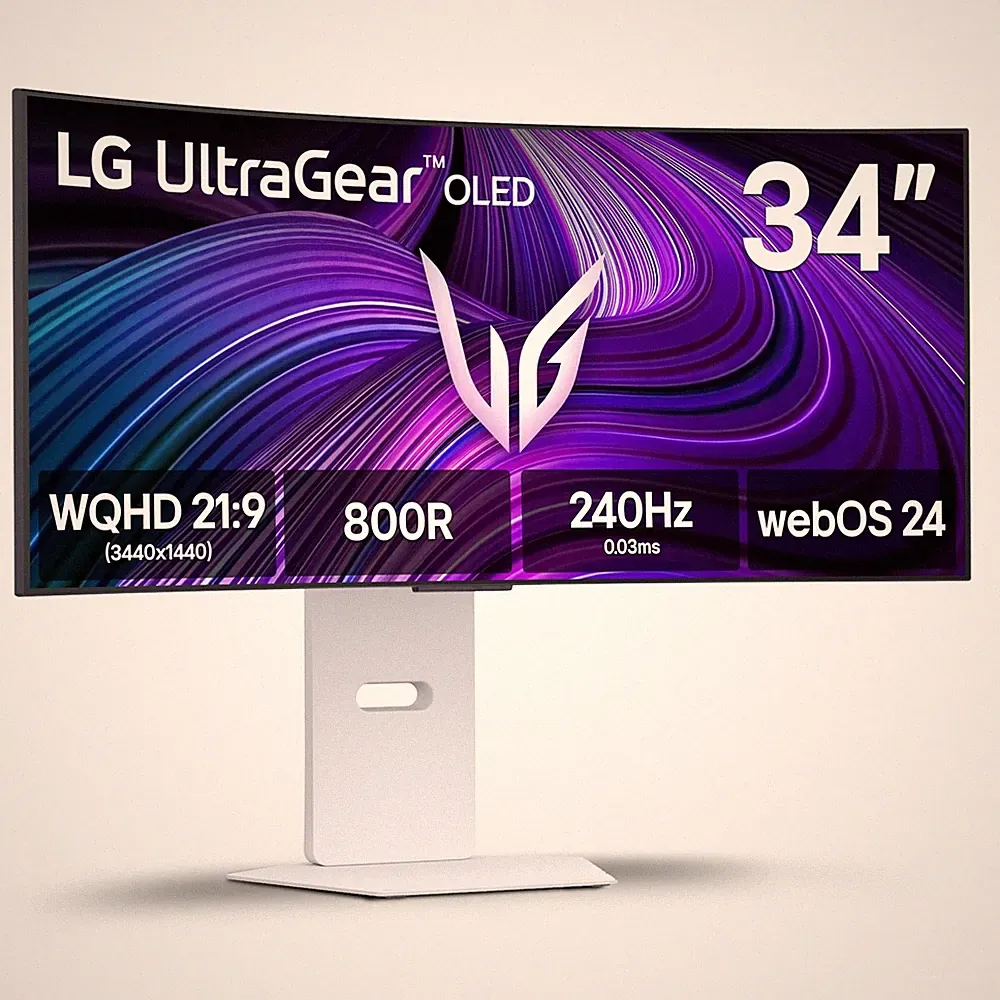 Gaming Monitor 34 OLED Curved 3440x1440 240Hz G Sync FreeSync LG 34GX90SA-W WQHD