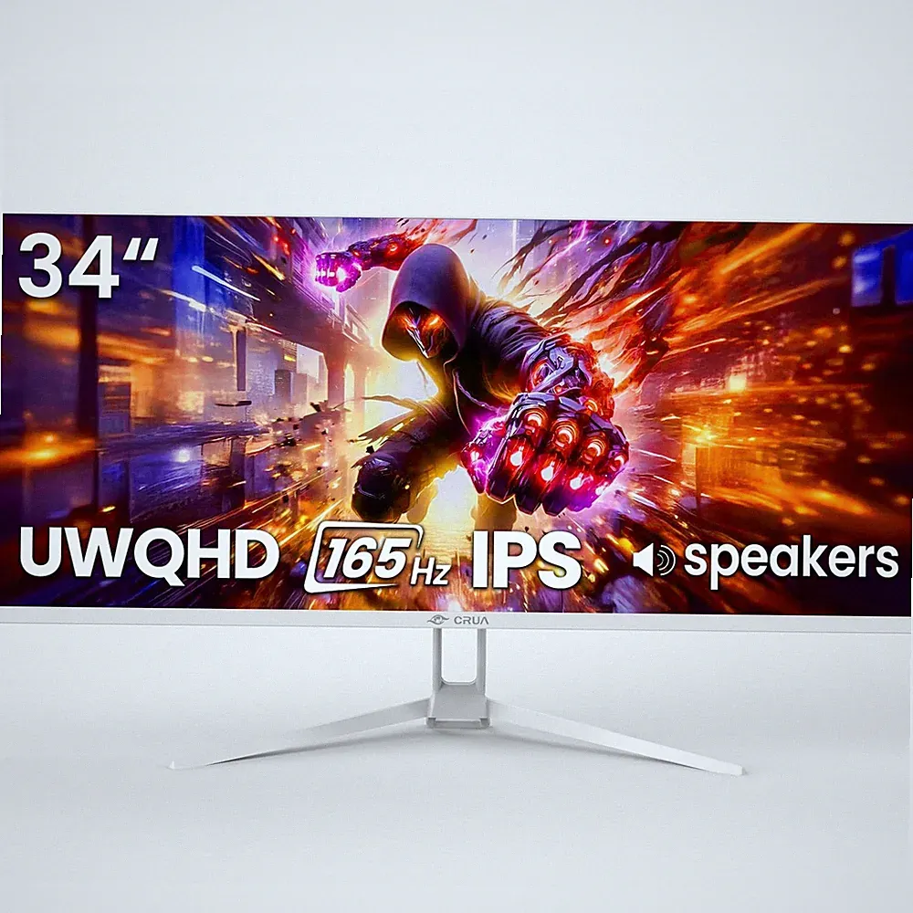 Gaming Monitor 34 White WQHD 3440x1440 165Hz IPS UltraWide CRUA 165HZ 144HZ sRGB