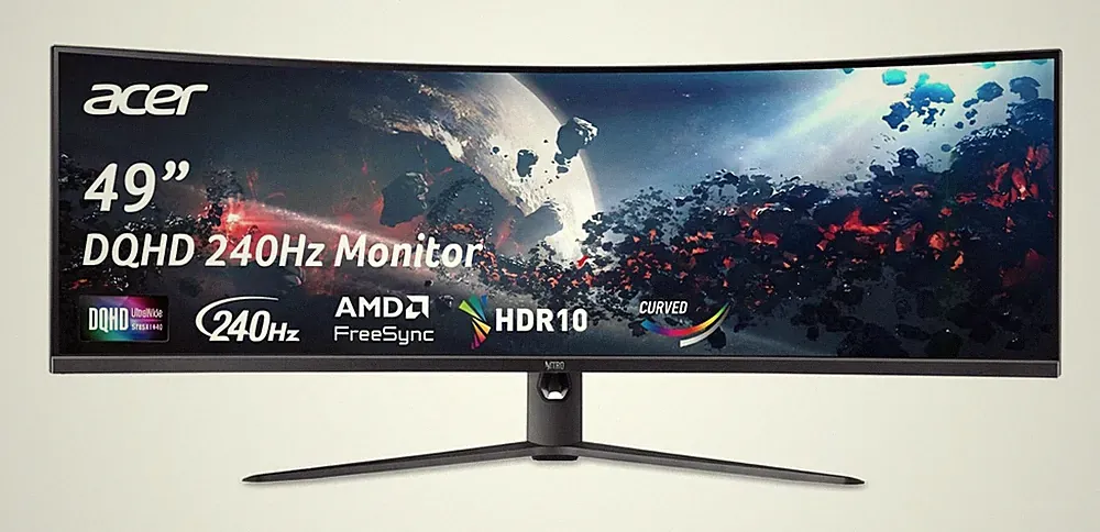 Gaming Monitor 49in 5120x1440 240Hz Curved Black Acer Nitro EI491CUR DQHD