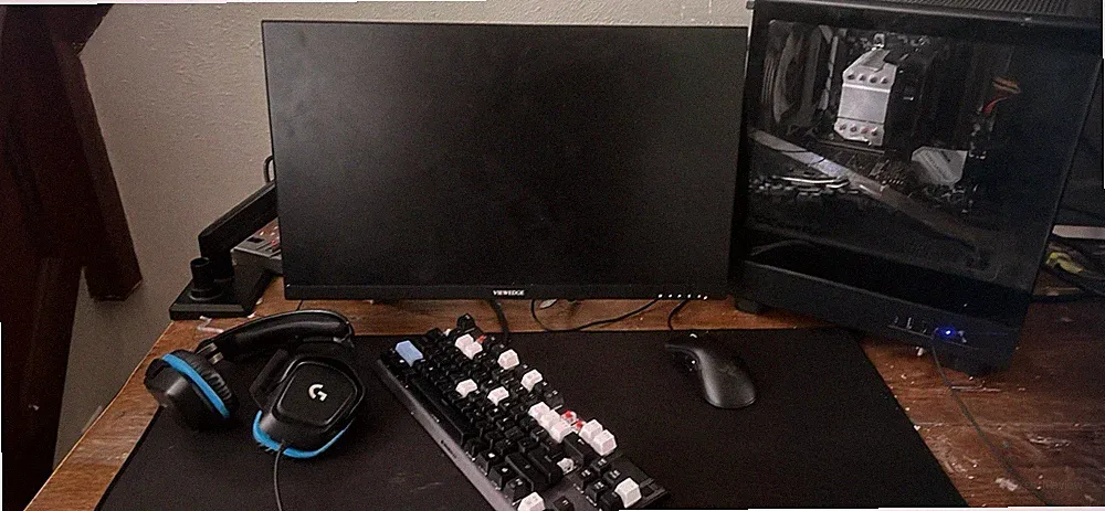 Gaming PC Setup Compatible Monitor, Keyboard, and Mouse