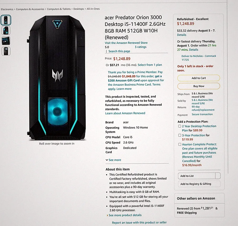 Gaming PC with wide monitor and ARGB keyboard. Perfect for back to school!
