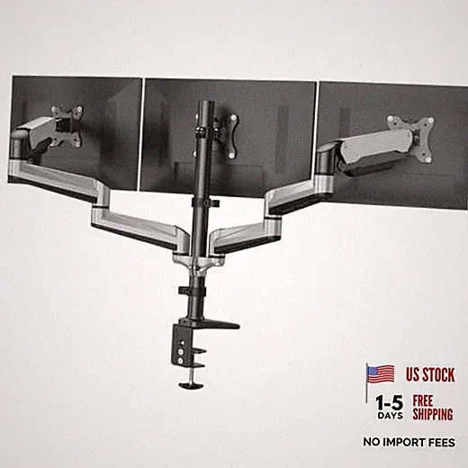 Gaming Triple Monitor Stand, Full Motion Articulating Triple Monitor Silver
