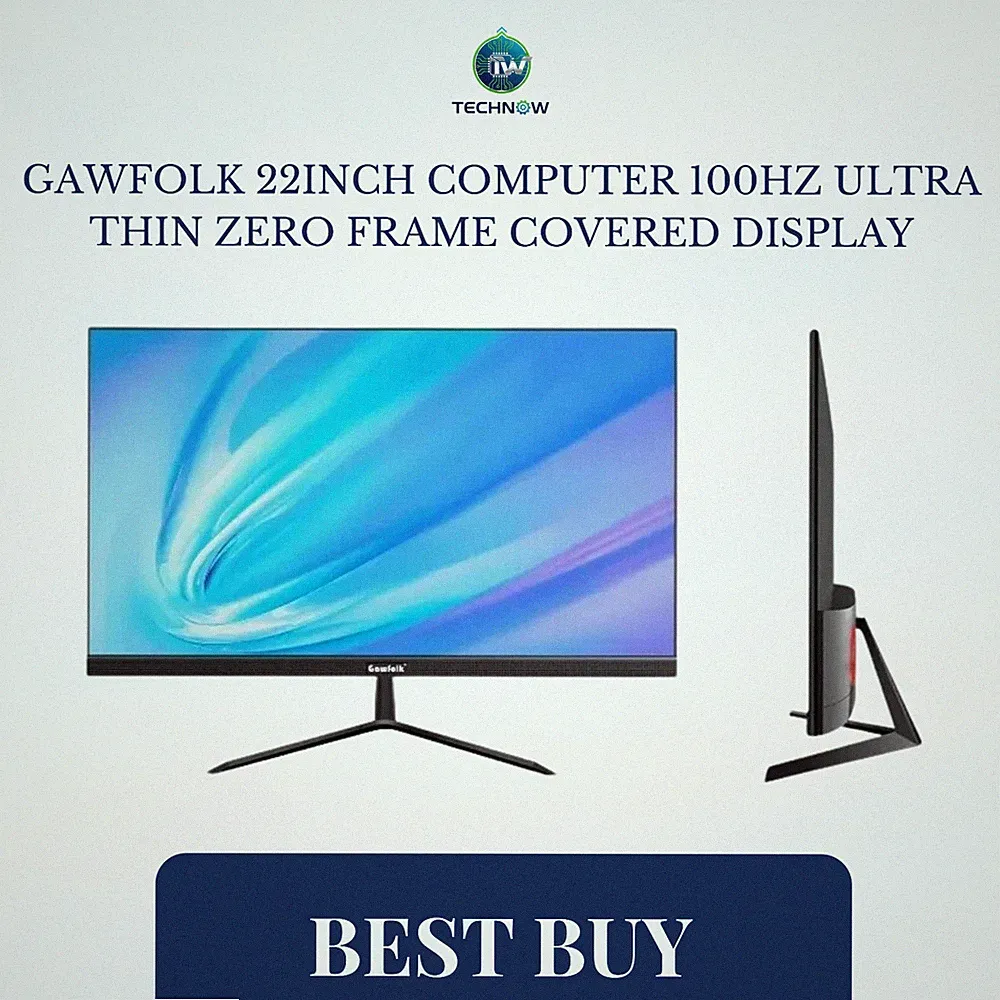 Gawfolk 22inch Computer 100Hz Ultra Thin Zero Frame Covered Display