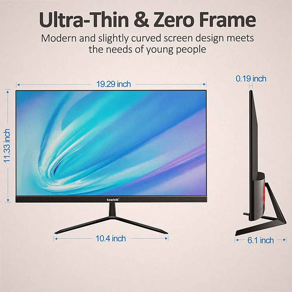 Gawfolk 22inch Computer 100Hz Ultra Thin Zero Frame Covered Display