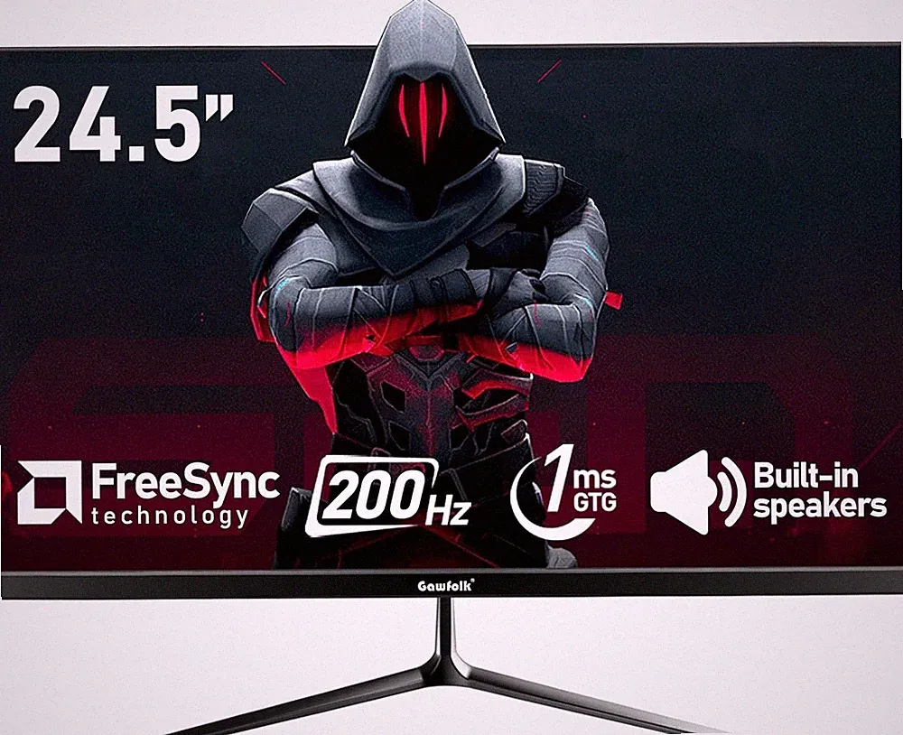 Gawfolk 24.5 Inch PC 200Hz Gaming Monitor FHD 1080P Built-in Speaker 1ms - NEW™