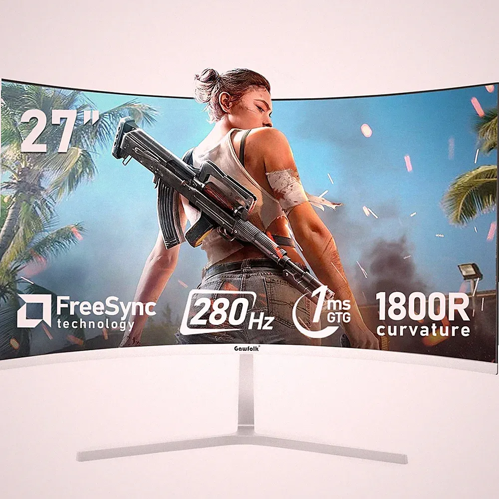 Gawfolk 27" 1800R Curved Gaming Monitor 280Hz 1ms FHD 1080P FreeSync DisplayPort