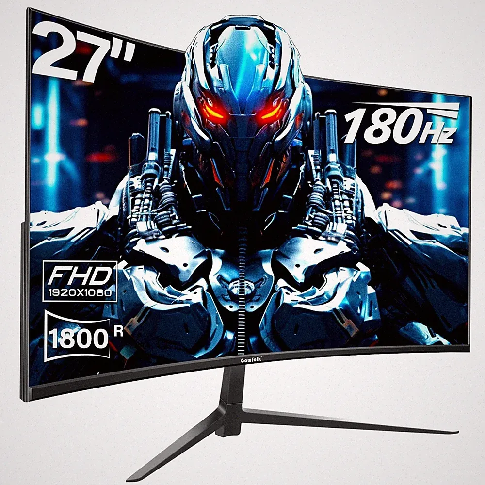 Gawfolk 27 inch Curved Gaming Monitor,144Hz/180Hz PC Monitor Full HD 1080P, F...