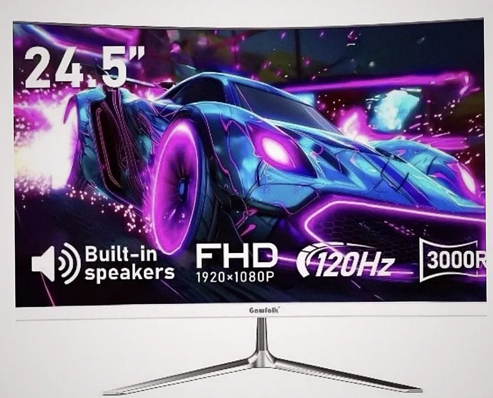 Gawfolk 3000R 24.5in Curved Gaming Monitor FHD 1920x1080 120Hz Speakers