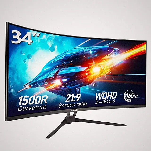 Gawfolk 34 Inch Curved Gaming Monitor 165hz Ultrawide, WQHD 3440x1440, Screen PC