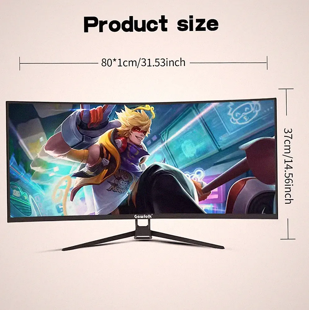 Gawfolk 34 Inch Ultrawide Curved Gaming Monitor, 1500R PC Screen 165hz UWQHD...