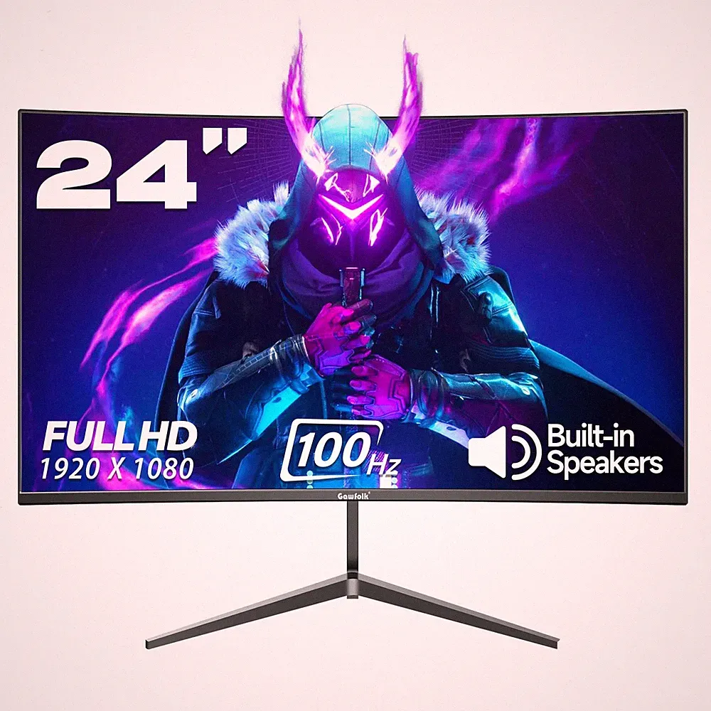Gawfolk WMT-GF240i 24-Inch Curved Gaming Monitor 100Hz Full HD 1080P, Black