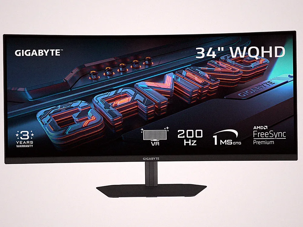 GIGABYTE 34 inch QHD 2K 1440P 200Hz AMD FreeSync Premium HDR400 Built-in