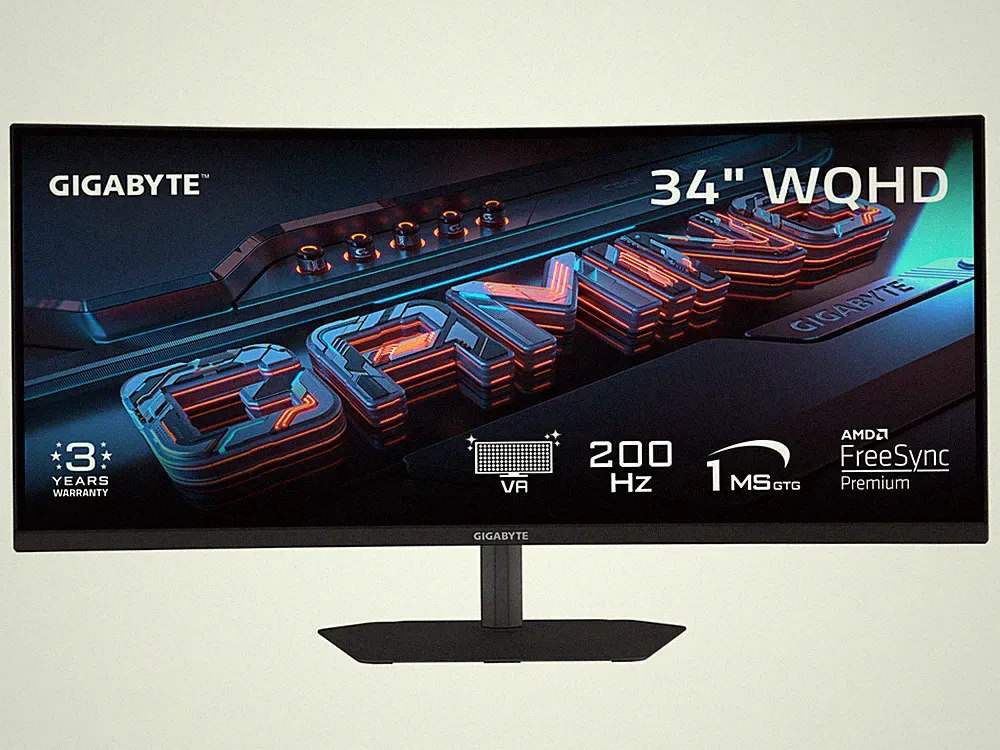 GIGABYTE 34 inch QHD 2K 1440P 200Hz AMD FreeSync Premium HDR400 Built-in