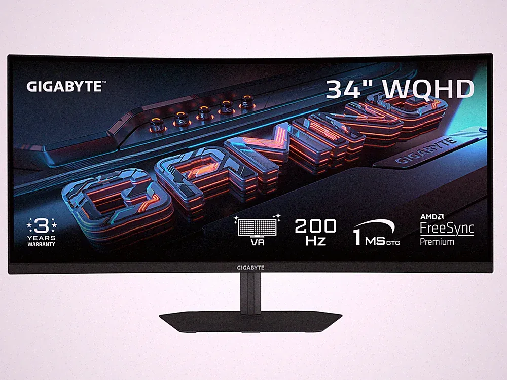 GIGABYTE 34 inch QHD 2K 1440P 200Hz AMD FreeSync Premium HDR400 Built-in