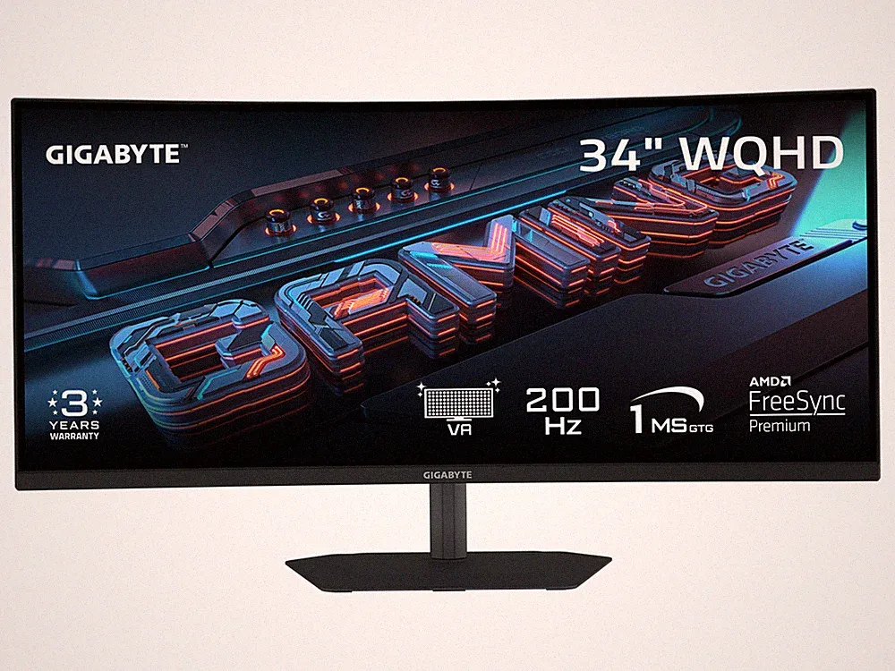 GIGABYTE 34 inch QHD 2K 1440P 200Hz AMD FreeSync Premium HDR400 Built-in